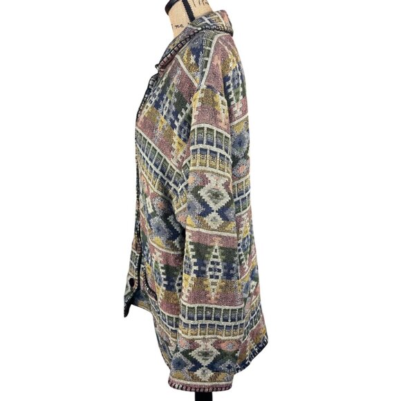 VTG Womens XL (estimate) Southwestern Tapestry Pattern Jacket Multicolor Cowgirl - Picture 6 of 8